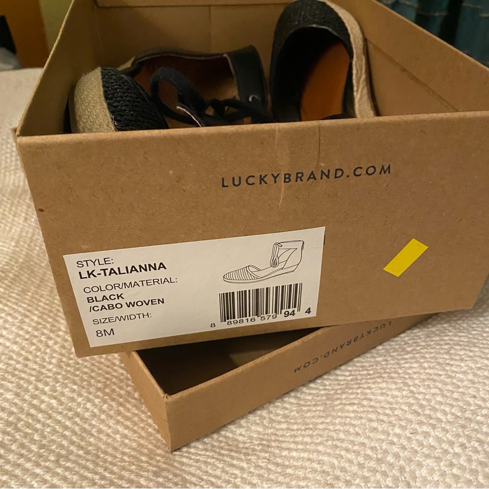 Lucky Brand Talianna Black Woven Espadrille Women Size 8 in Original Box - Picture 5 of 10